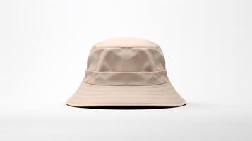 AI generated Photo of Beige Bucket Hat isolated on white background. AI Generated