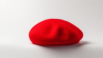 AI generated Photo of Red Beret Hat isolated on white background. AI Generated