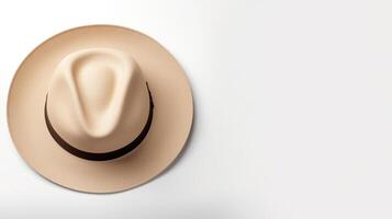 AI generated Photo of Beige Panama Hat isolated on white background. AI Generated