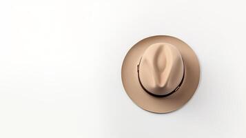 ai generado foto de beige fedora sombrero aislado en blanco antecedentes. ai generado