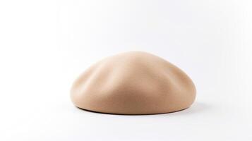 AI generated Photo of Beige Beret Hat isolated on white background. AI Generated