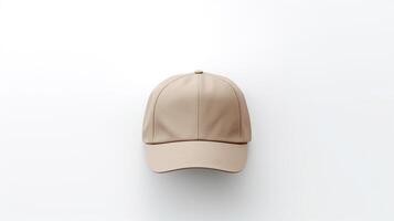 ai generado foto de beige plano gorra aislado en blanco antecedentes. ai generado