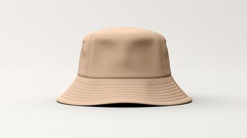 AI generated Photo of Beige Bucket Hat isolated on white background. AI Generated