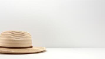 AI generated Photo of Beige Straw hat isolated on white background. AI Generated