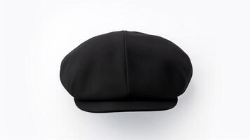 AI generated Photo of Black Beret Hat isolated on white background. AI Generated