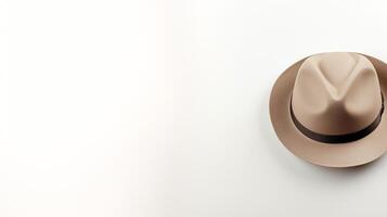 AI generated Photo of Beige Trilby Hat isolated on white background. AI Generated