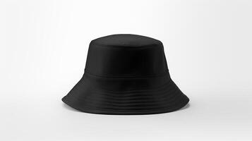 ai generado foto de negro Cubeta sombrero aislado en blanco antecedentes. ai generado