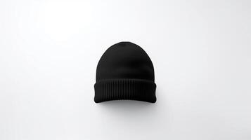 AI generated Photo of Black Beanie cap isolated on white background. AI Generated