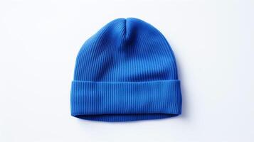 AI generated Photo of Blue Beanie cap isolated on white background. AI Generated