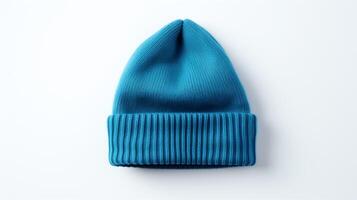 AI generated Photo of Blue Beanie cap isolated on white background. AI Generated