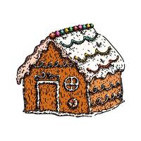 house gingerbread sketch hand drawn vector