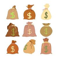money bag set cartoon vector illustration
