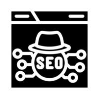 negro sombrero seo glifo icono vector ilustración