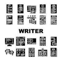 technical writer document manual icons set vector