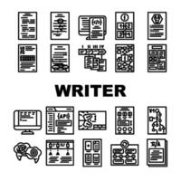 technical writer document manual icons set vector