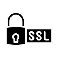 ssl seguro enchufes capa seo glifo icono vector ilustración