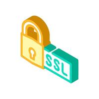 ssl seguro enchufes capa seo isométrica icono vector ilustración