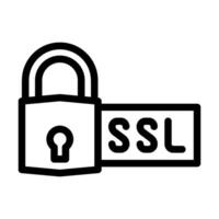 ssl seguro enchufes capa seo línea icono vector ilustración