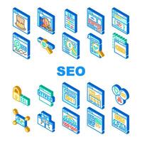 seo web technical consulting icons set vector