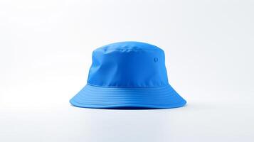 AI generated Photo of Blue Bucket Hat isolated on white background. AI Generated