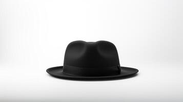 ai generado foto de negro sombrero de terciopelo sombrero aislado en blanco antecedentes. ai generado