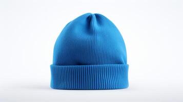 AI generated Photo of Blue Beanie cap isolated on white background. AI Generated