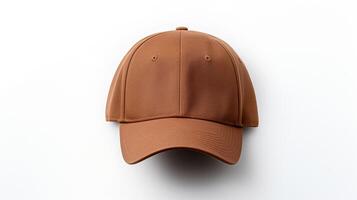 AI generated Photo of Brown Baseball Cap isolated on white background. AI Generated