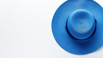 AI generated Photo of Blue Straw hat isolated on white background. AI Generated