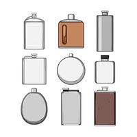 flask alcohol set cartoon vector illustration