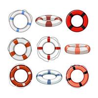 lifebuoy set cartoon vector illustration