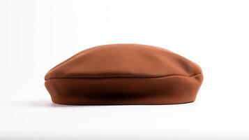 AI generated Photo of Brown Beret Hat isolated on white background. AI Generated