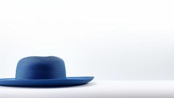 ai generado foto de azul Paja sombrero aislado en blanco antecedentes. ai generado