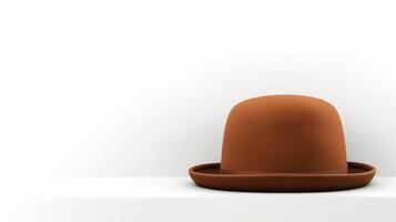 AI generated Photo of Brown Bowler Hat isolated on white background. AI Generated