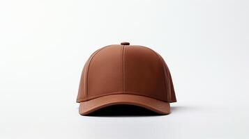AI generated Photo of Brown Baseball Cap isolated on white background. AI Generated