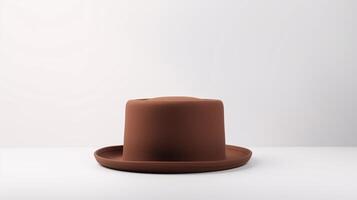 AI generated Photo of Brown Pork Pie Hat isolated on white background. AI Generated