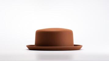 AI generated Photo of Brown Pork Pie Hat isolated on white background. AI Generated