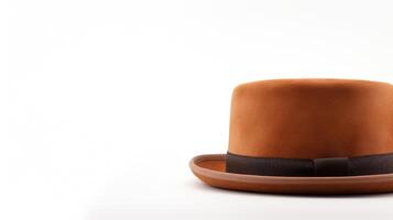 AI generated Photo of Brown Pork Pie Hat isolated on white background. AI Generated