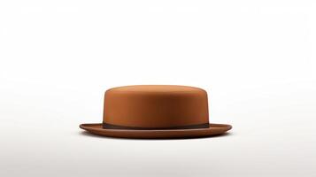 AI generated Photo of Brown Pork Pie Hat isolated on white background. AI Generated