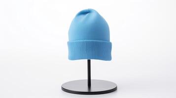 AI generated Photo of Blue Beanie cap isolated on white background. AI Generated