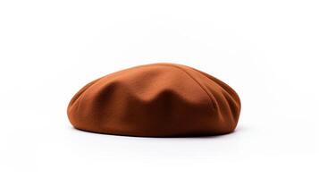 ai generado foto de marrón boina sombrero aislado en blanco antecedentes. ai generado