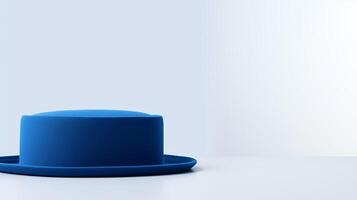 AI generated Photo of Blue Pork Pie Hat isolated on white background. AI Generated