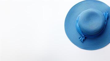 ai generado foto de azul Paja sombrero aislado en blanco antecedentes. ai generado