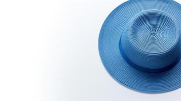 ai generado foto de azul Paja sombrero aislado en blanco antecedentes. ai generado