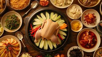 ai generado samgyetang ginseng pollo sopa foto