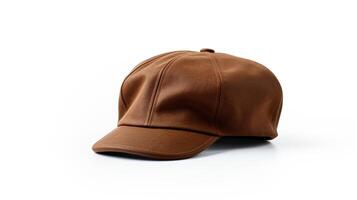 AI generated Photo of Brown Newsboy Cap isolated on white background. AI Generated