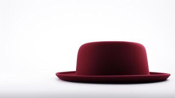 AI generated Photo of Burgundy Boater Hat isolated on white background. AI Generated