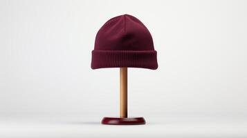 AI generated Photo of Burgundy Beanie Hat isolated on white background. AI Generated