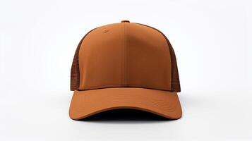 AI generated Photo of Brown Trucker Cap isolated on white background. AI Generated