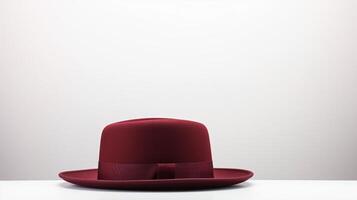 AI generated Photo of Burgundy Boater Hat isolated on white background. AI Generated