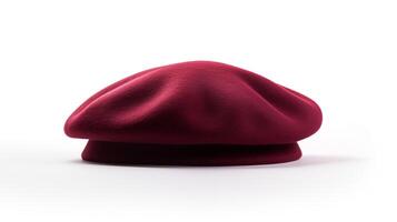 AI generated Photo of Burgundy Beret Hat isolated on white background. AI Generated